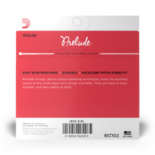D'Addario Prelude  4/4 Ball End Light Violin Strings back of package