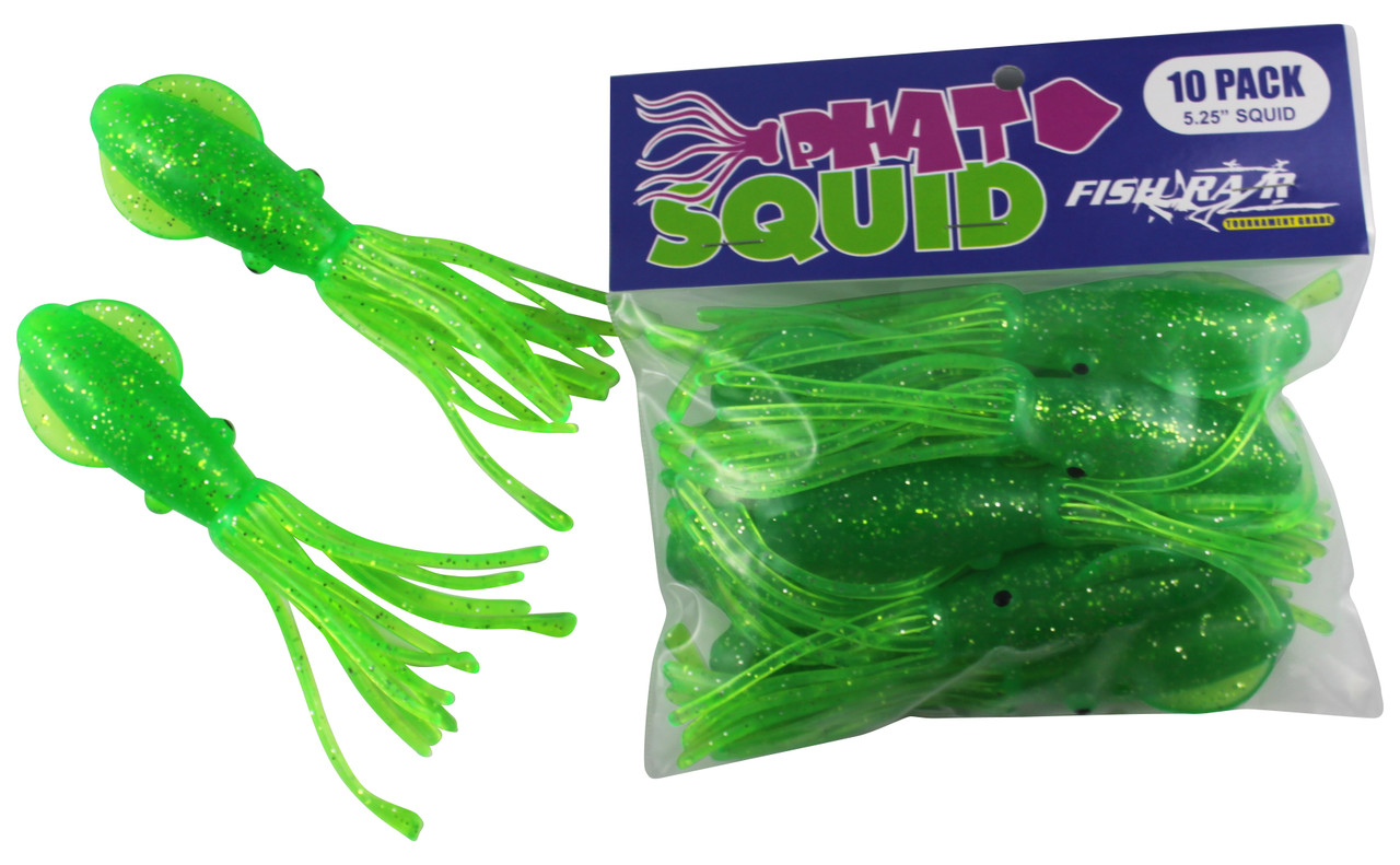 Fish Razr FR103 Phat Squid 5.25 inch 10pk Green Sparkle