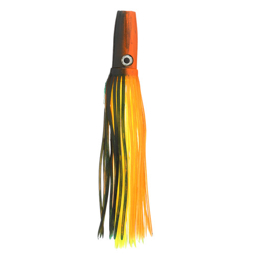 The orange/black Halloween Fish Razr marlin fishing lure