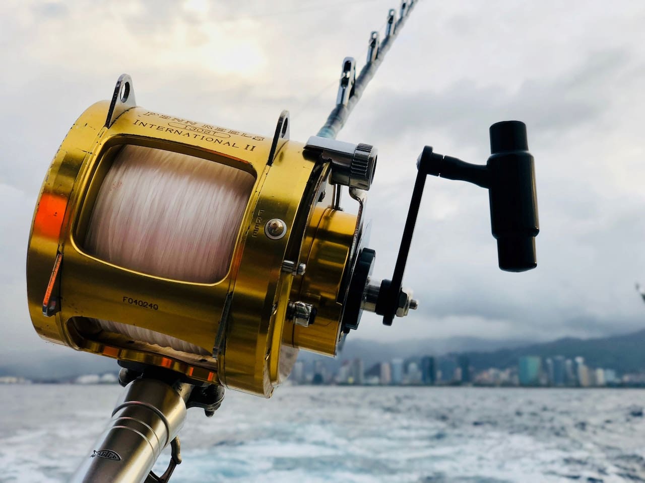 A fishing reel overlooking the ocean