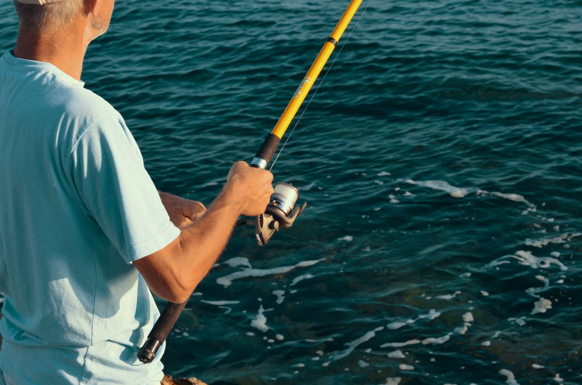 An offshore angler fishing