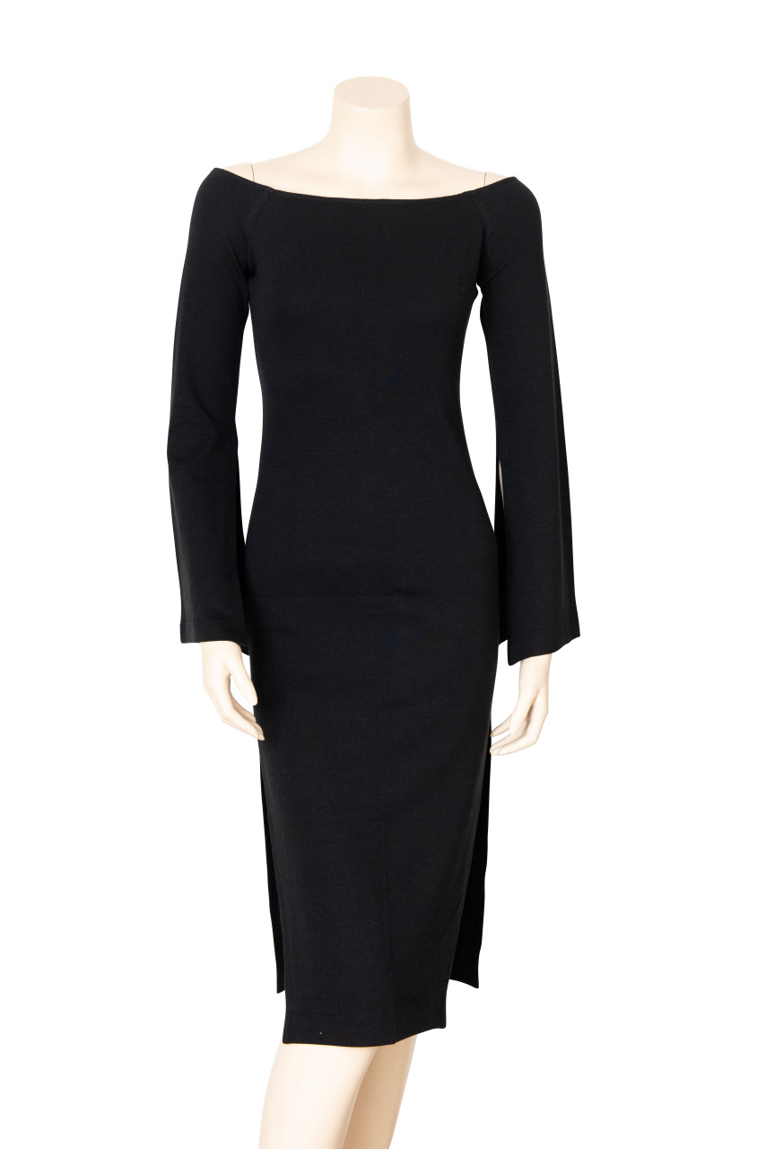 Cossac Black Fitted Long Sleeve Dress 