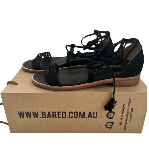 Second Hand Bared Galah Black Plaited Leather Sandals
