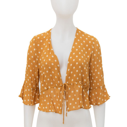 Second hand Reformation Yellow Polka Dot Top