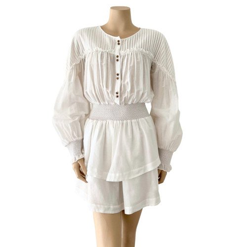 Second Hand Aje White Long Sleeve Cotton Silk Mini Dress