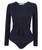 Cossac Navy Blue Wrap Bodysuit In Jersey Tencel 