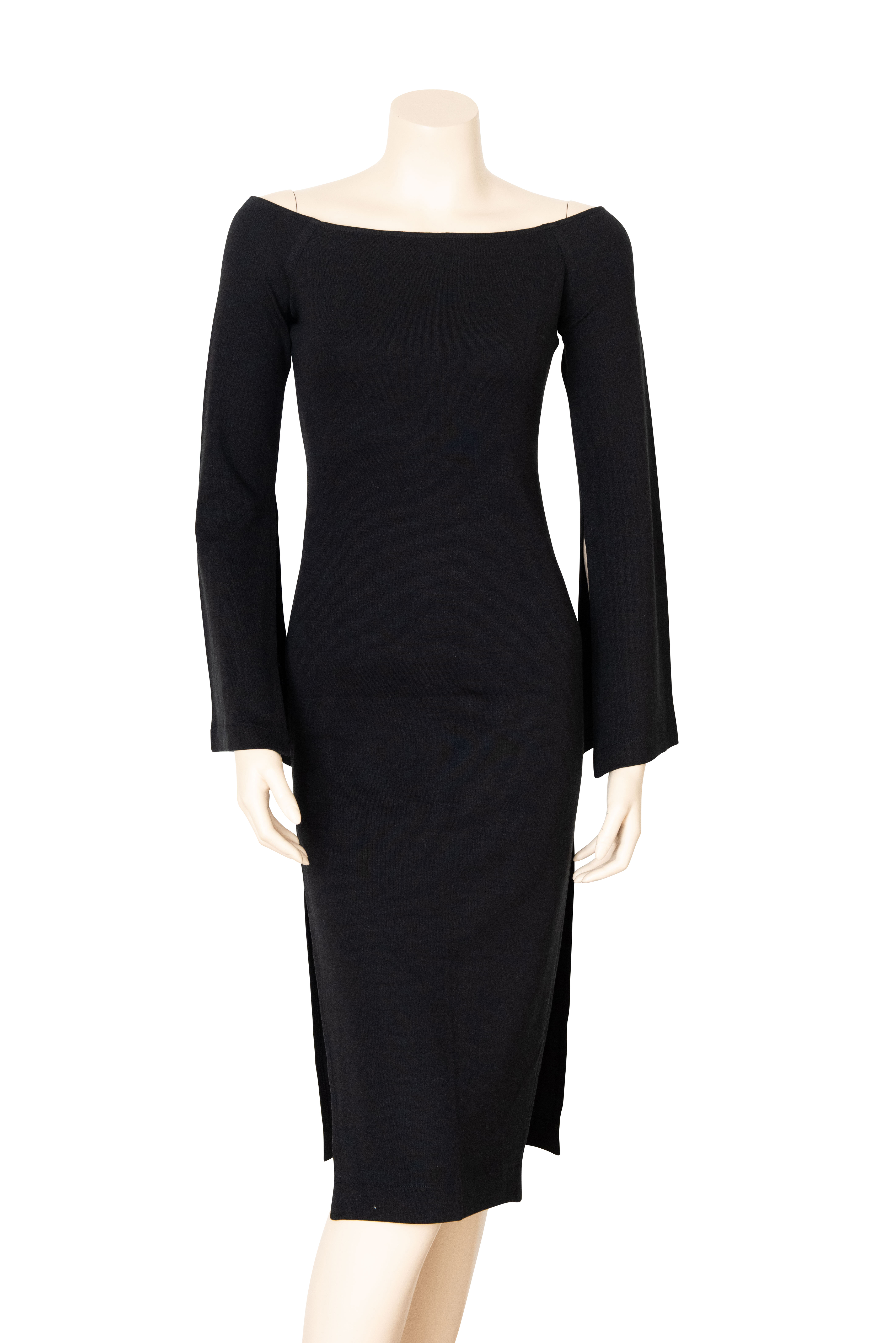 Cossac Black Fitted Long Sleeve Dress 
