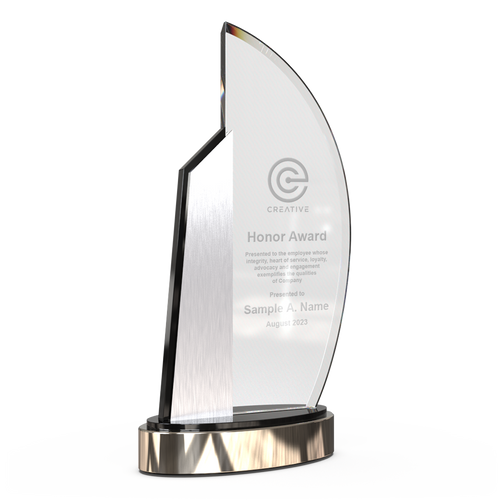 Crystal Curved Sail award (angle)