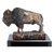 Bison desktop sculpture with blank black plate