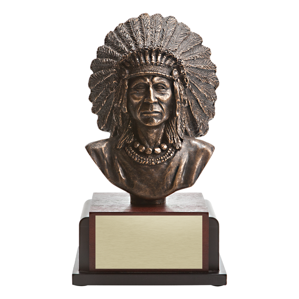 Native American Bust desktop sculpture with blank gold plate