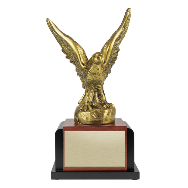 Brass Eagle desktop sculpture with blank gold plate
