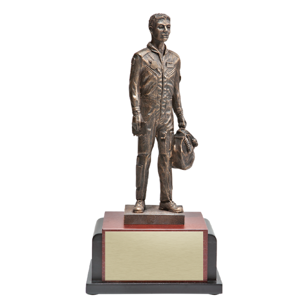 Male Air Crew Member desktop sculpture with blank gold plate