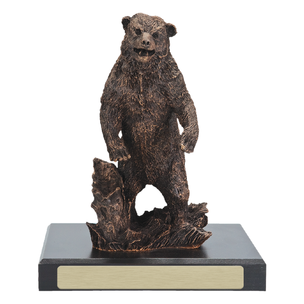 standing bear desktop sculpture with blank gold plate