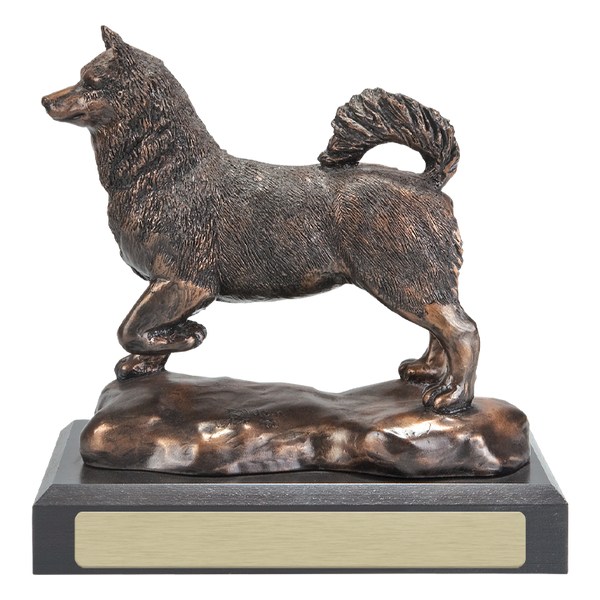 Husky desktop sculpture with blank gold plate