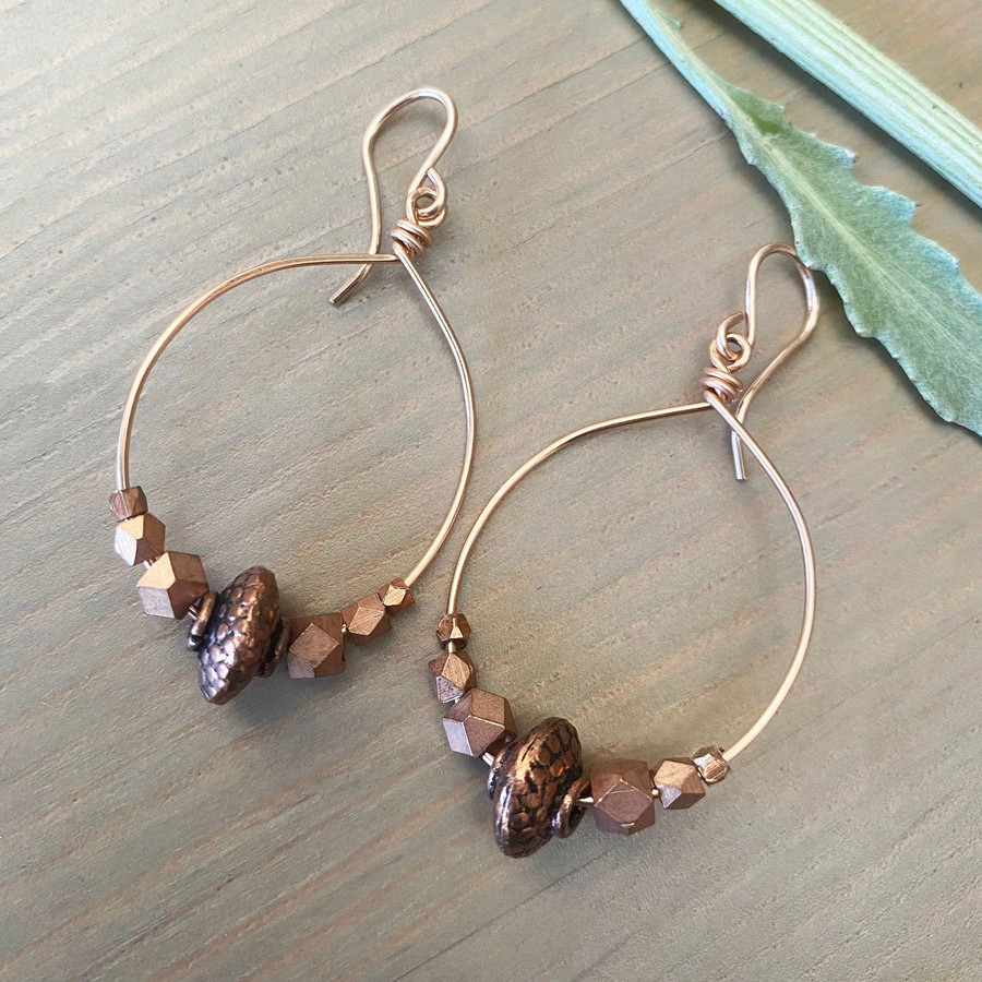 Rose Gold Hoops W/ Copper