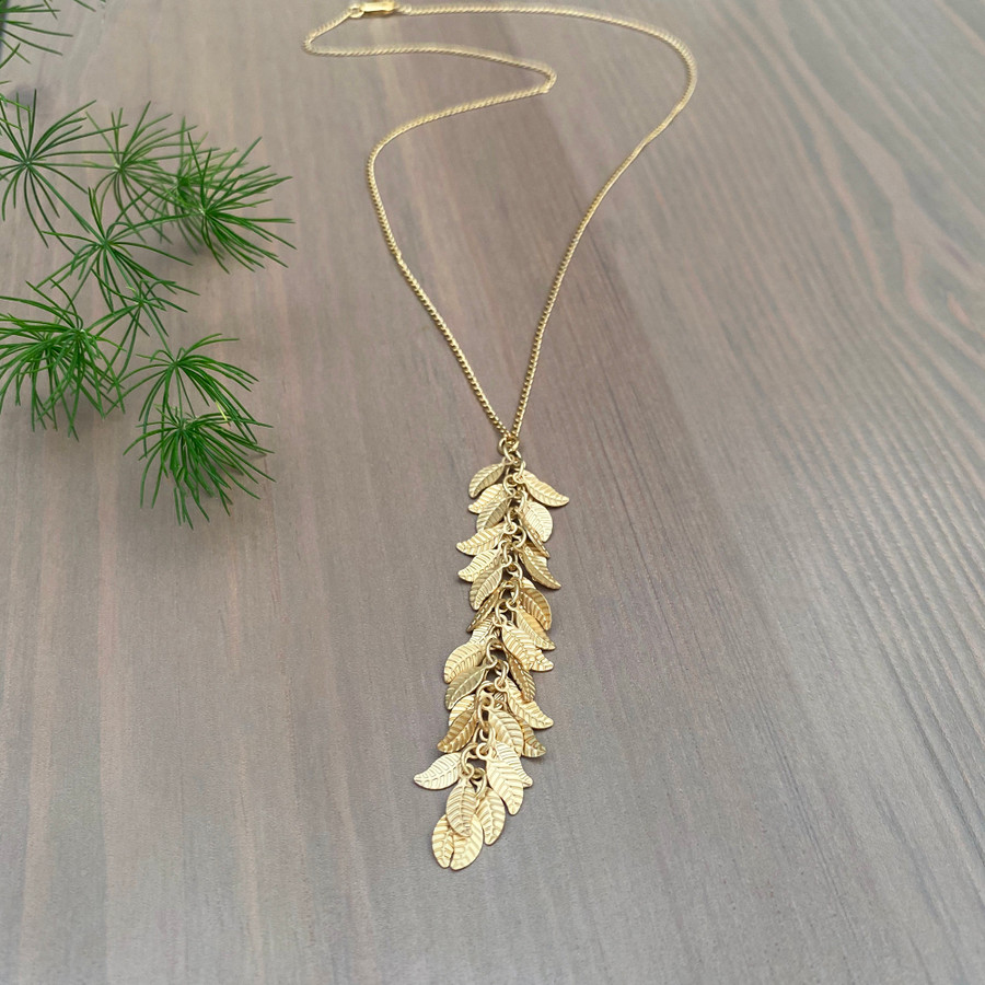 Gold Leaves Necklace - Long