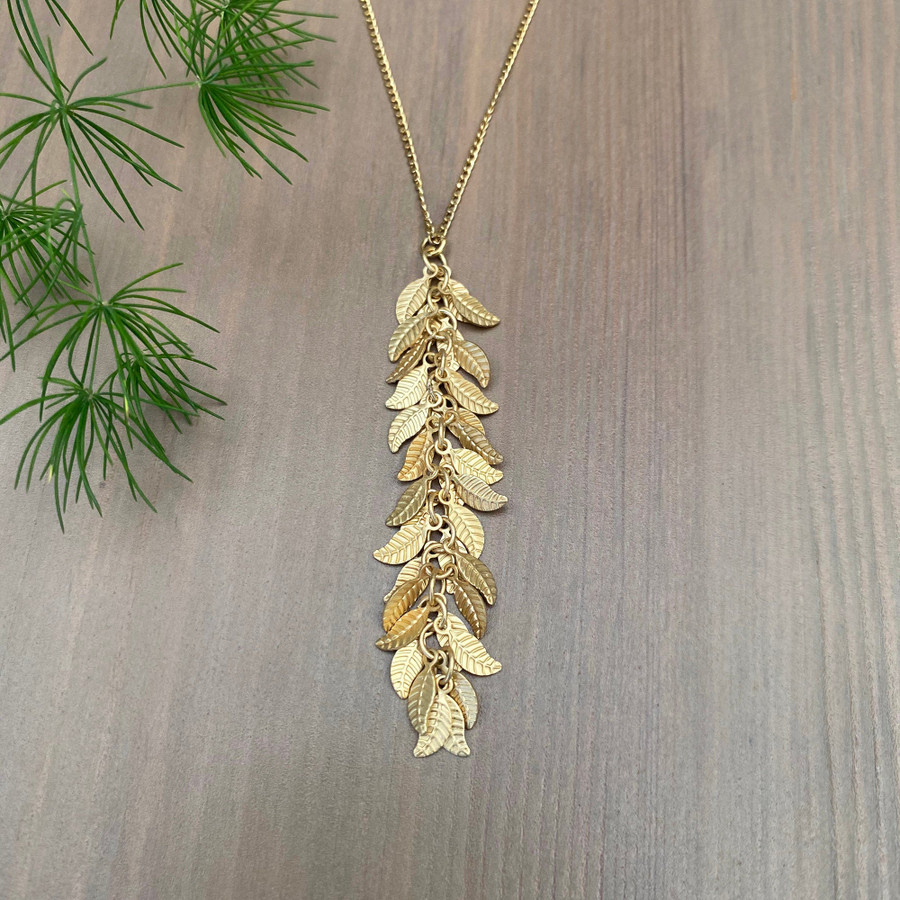 Gold Leaves Necklace - Long