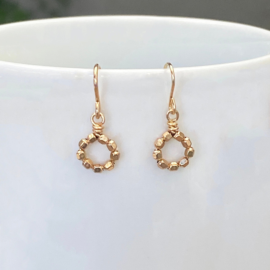 Tiny Gold Wheel Earrings