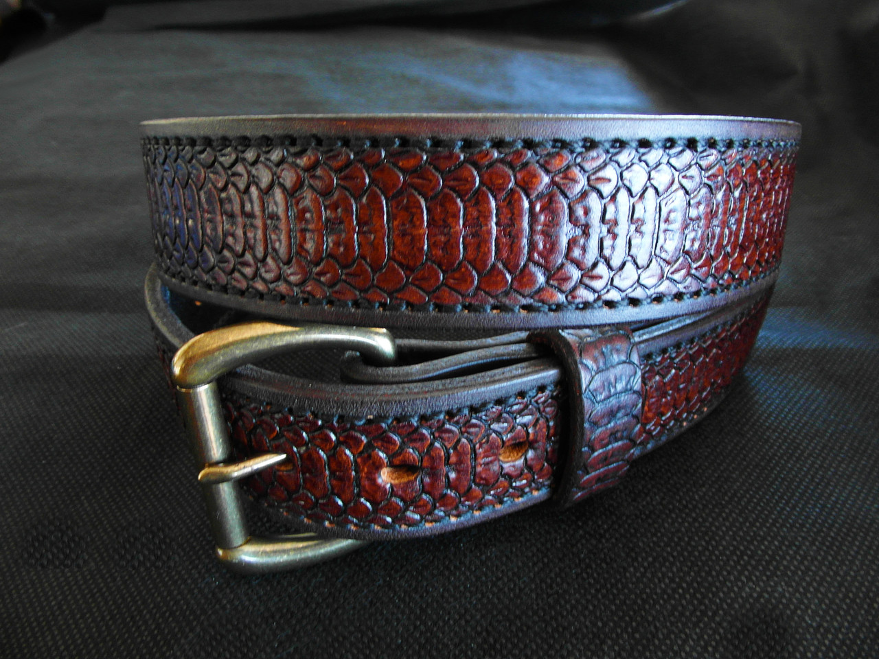 STT Custom Handmade Basketweave Leather Belt