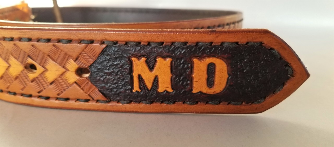 Western Personalized Leather Belt, with Name and Initials Engraved