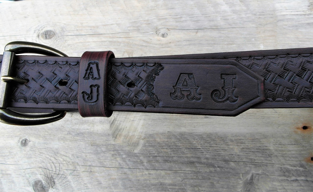 Personalized Fancy Stitched Leather Belt with Custom Engraved Nameplate -  Made in the USA — JC Saddlery Online Store