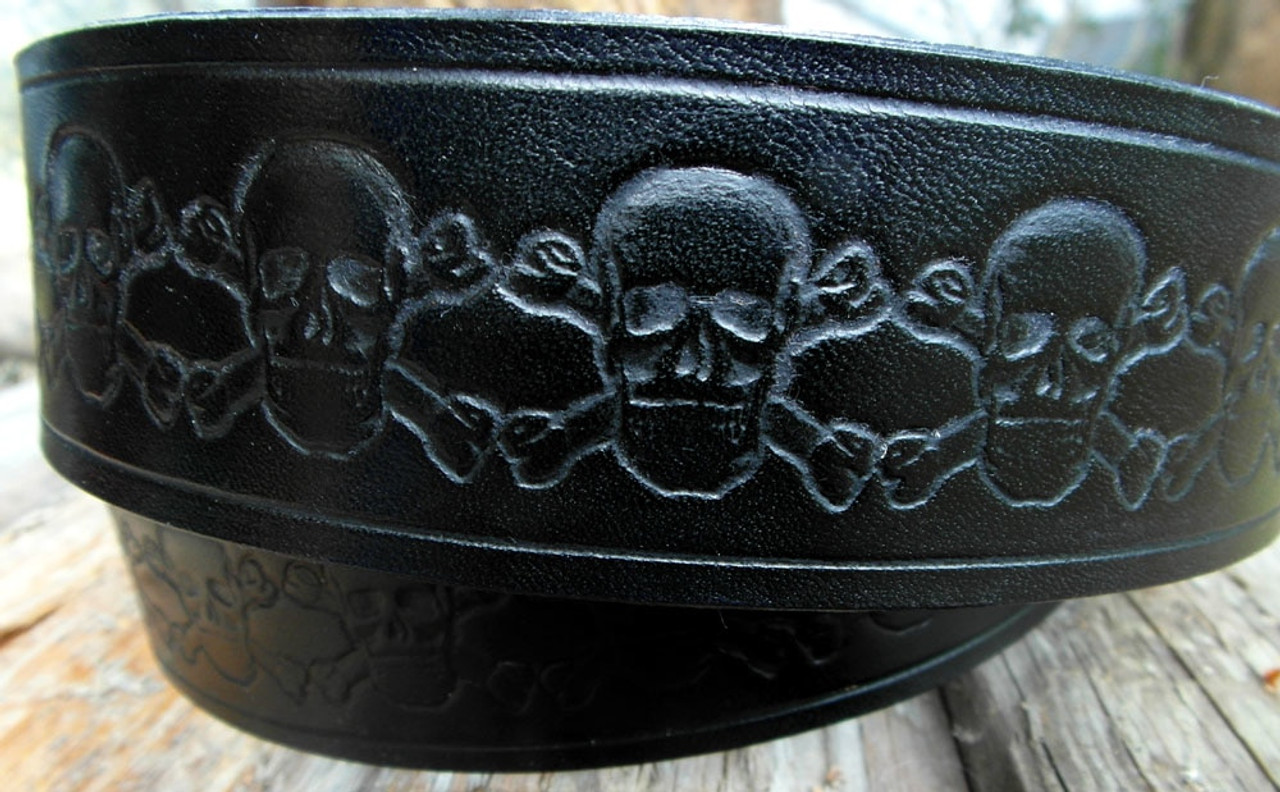Handmade Genuine Leather Skull Mens Belt Custom Cool Leather Men Black
