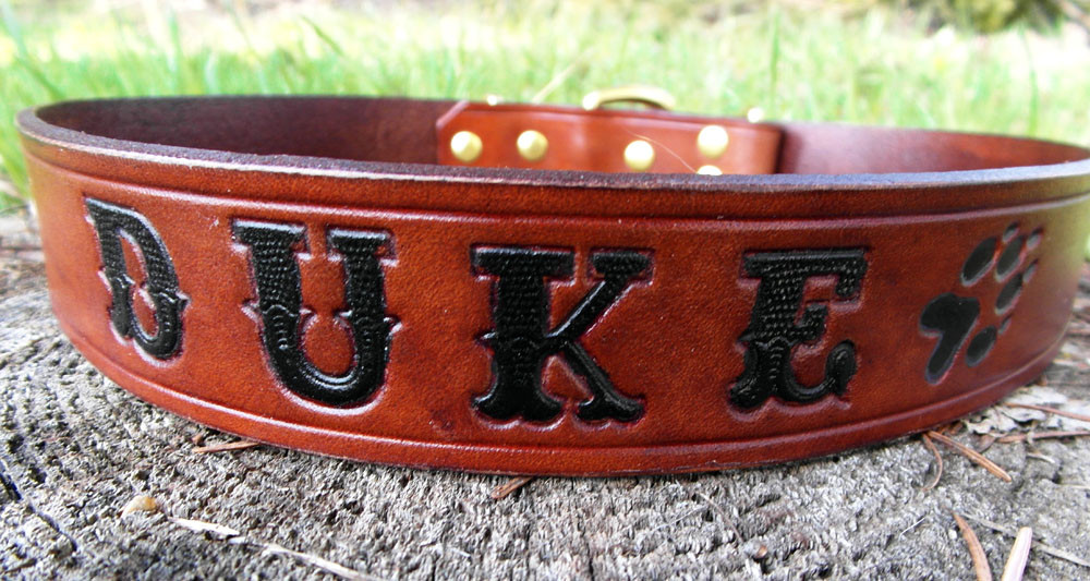 embossed leather dog collar