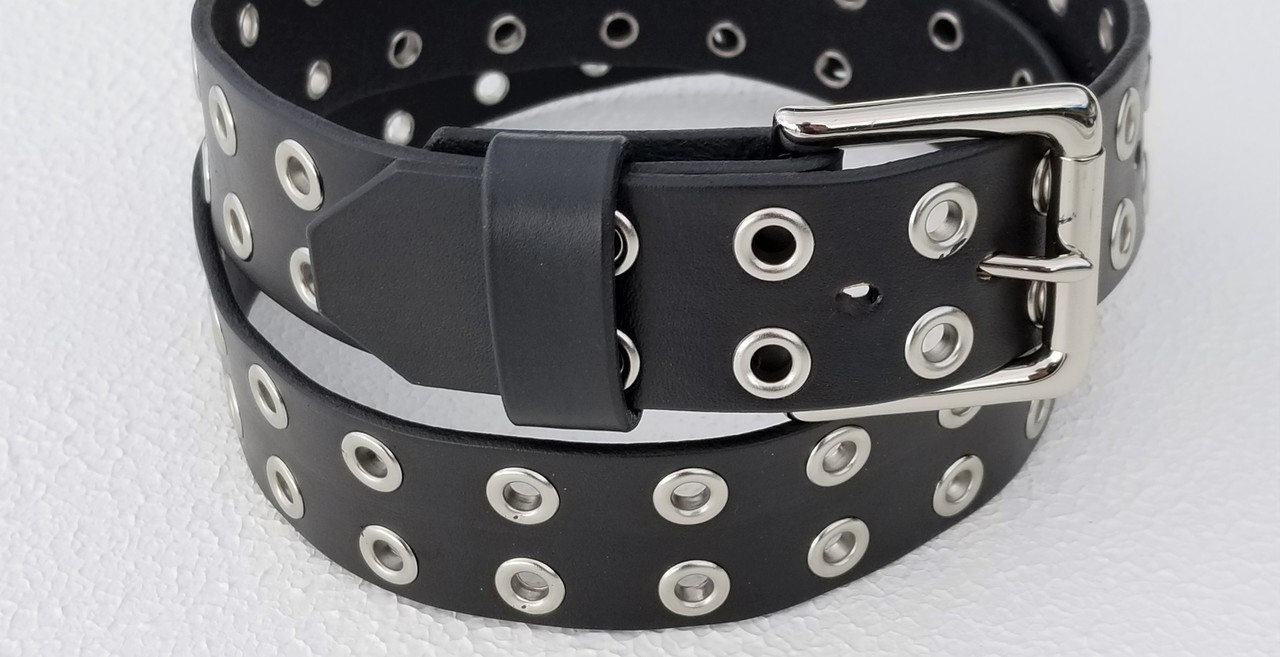 Custom Leather Belt with Steel Eyelets 30