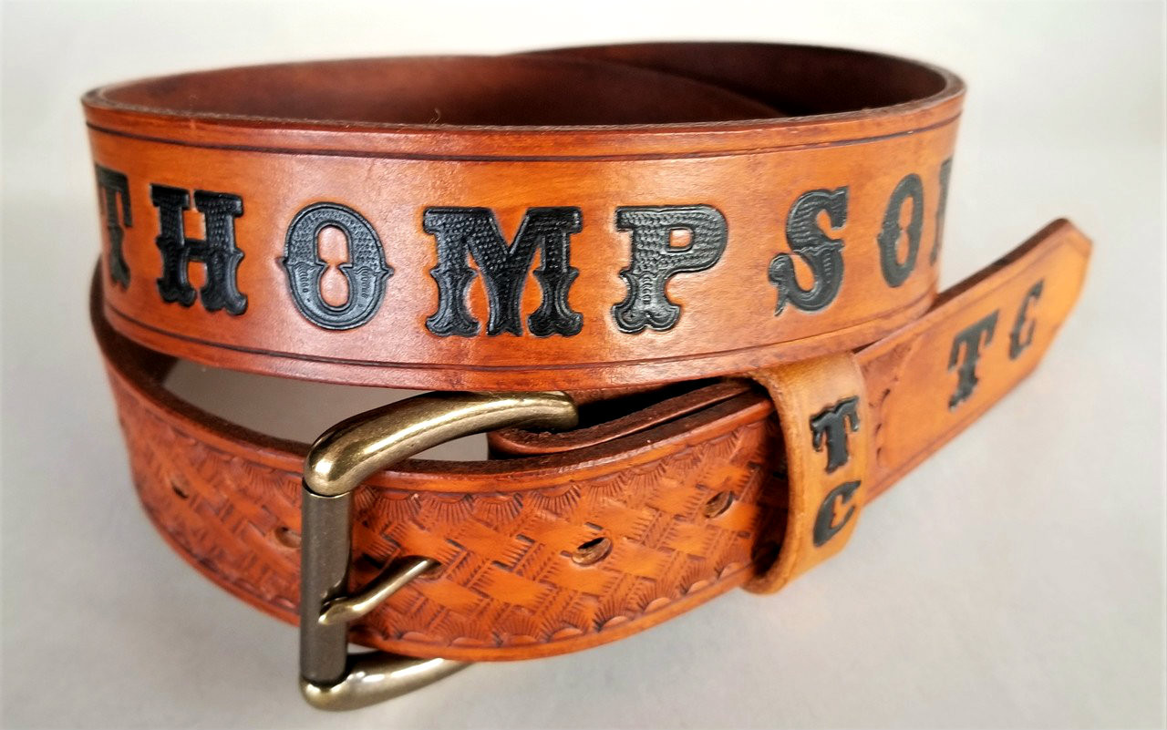 Personalized Leather Belt Engraved with Name and Initials