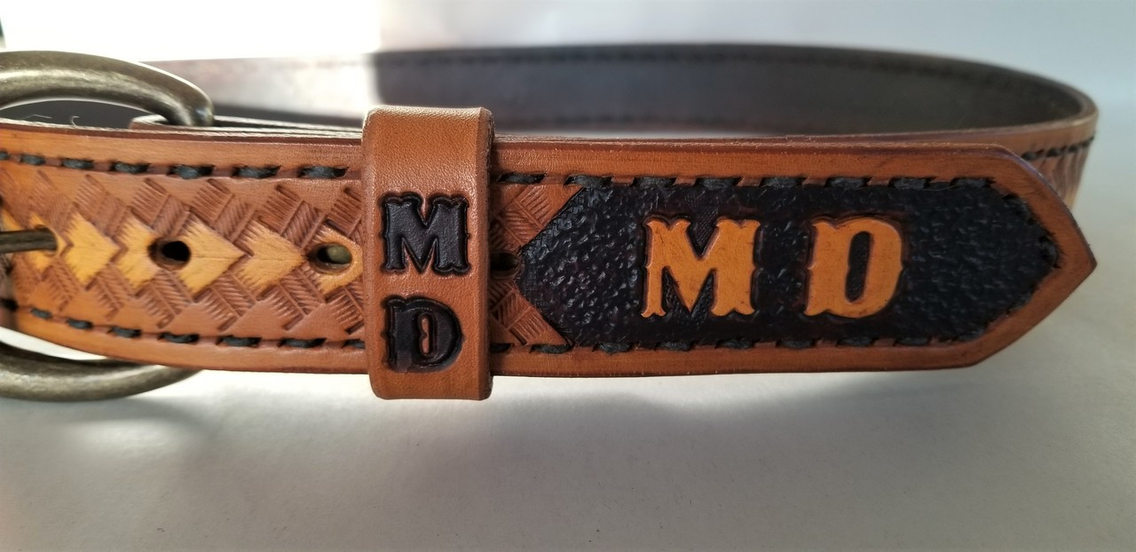 Western Personalized Leather Belt, with Name and Initials Engraved