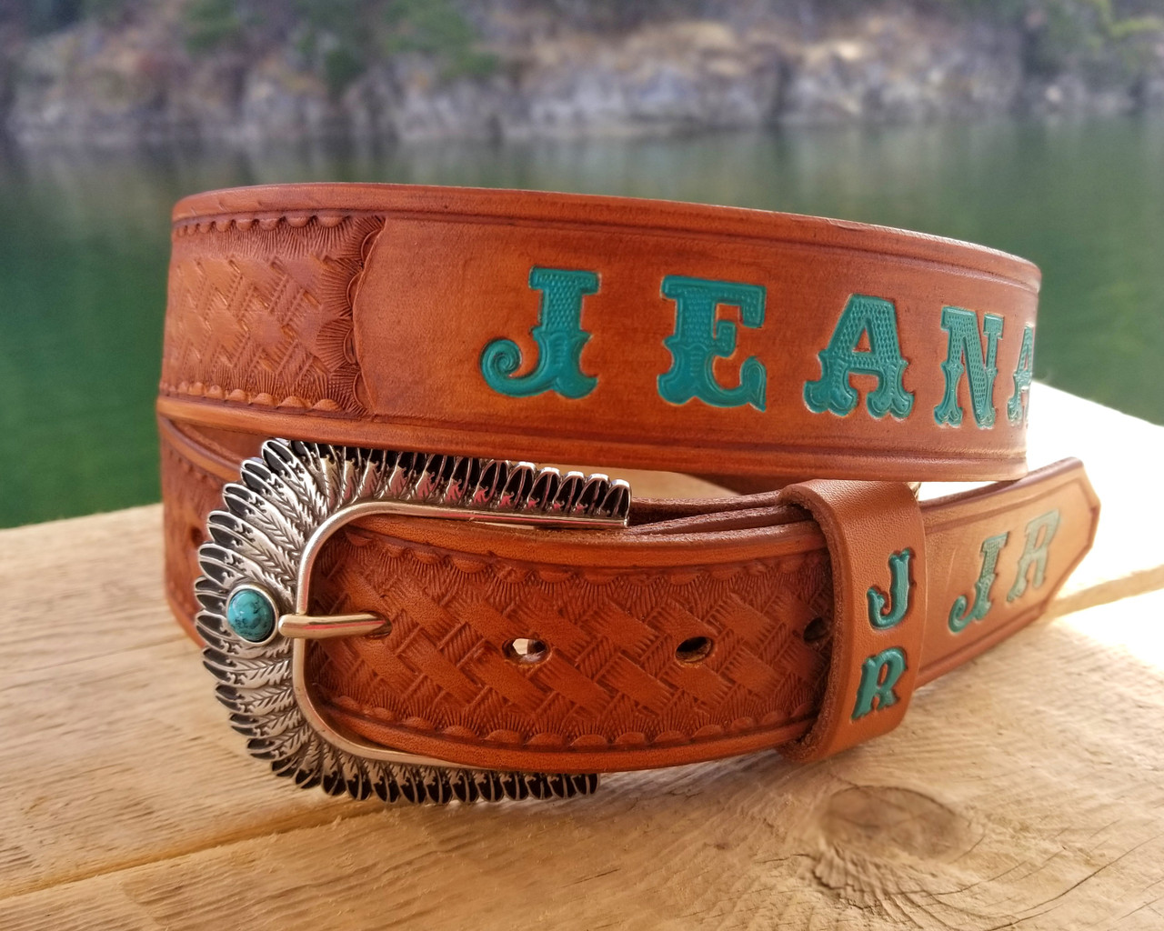 Stitched Leather Nameplate Belt