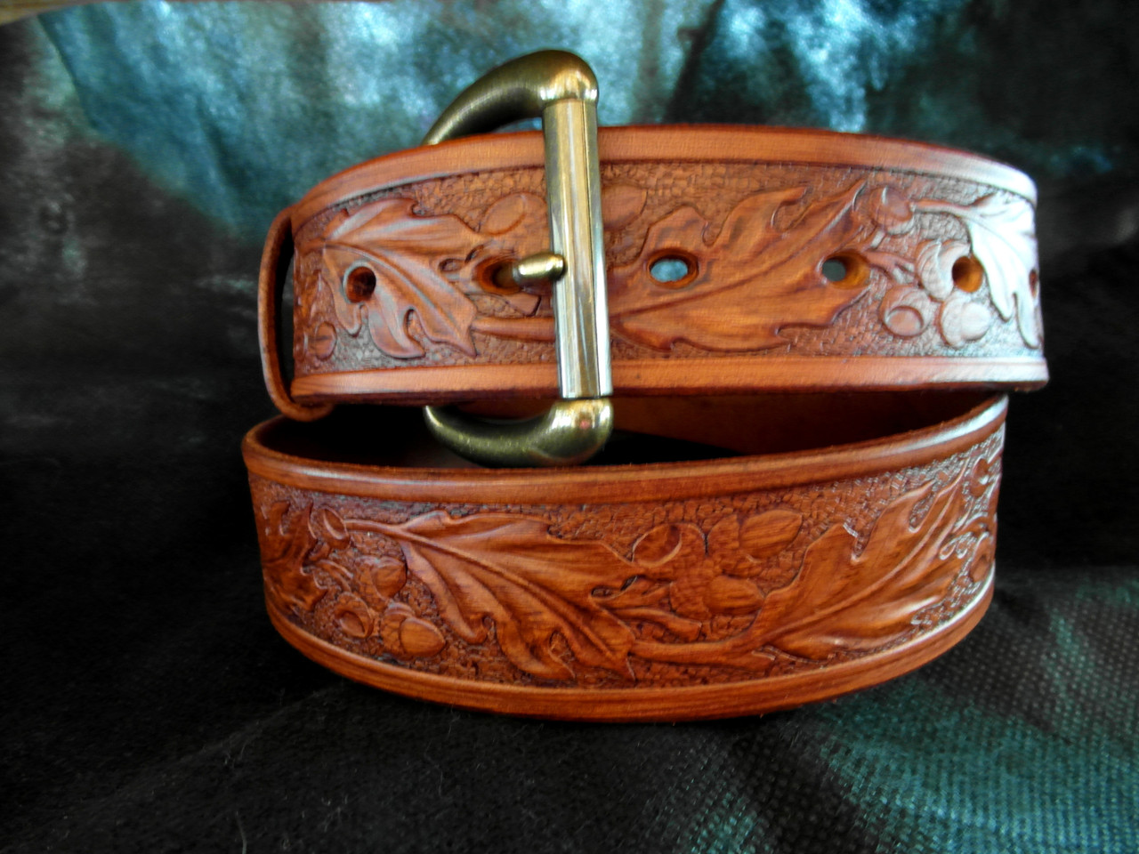 Custom Leather Belt Cowboy Gift Oak Leaf Belts Hand Tooled Leather Belts Man Gifts Western Belt Oak Leaf Acorn Rodeo Wear Leather Name Belts