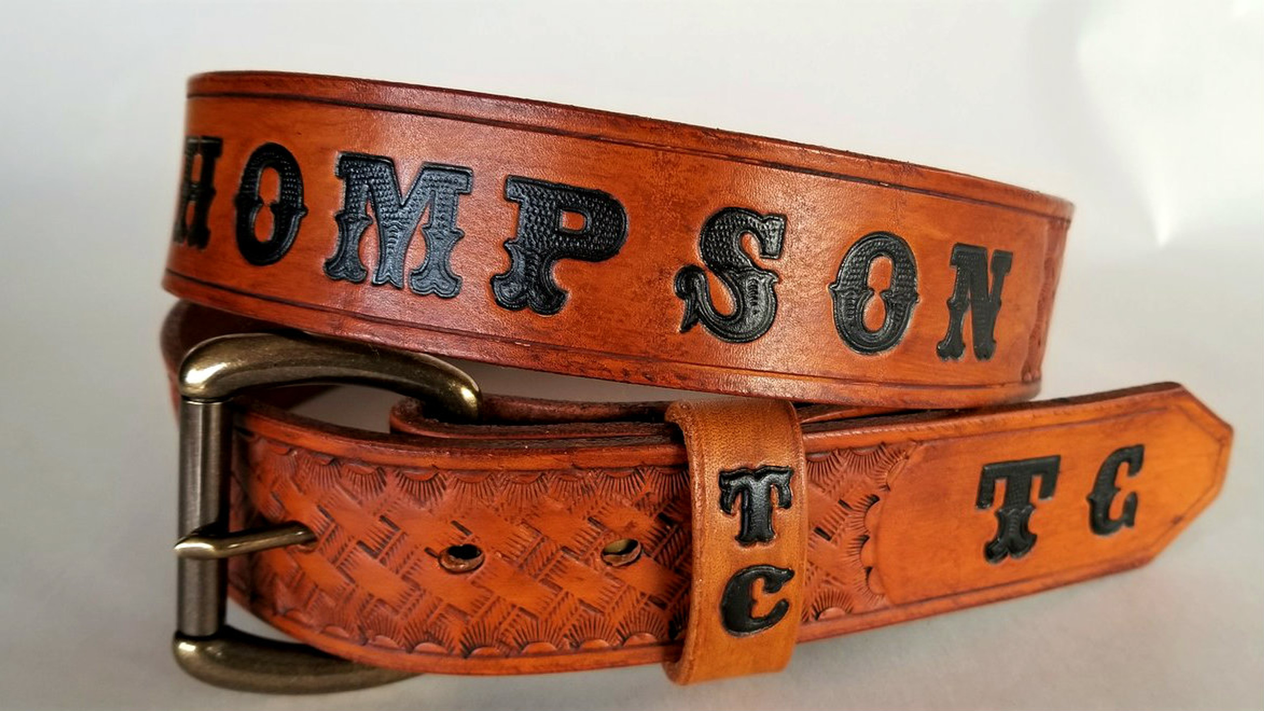 Personalized Leather Belt Engraved with Name and Initials