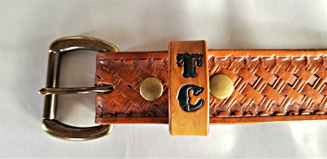 Personalized Leather Belt Engraved with Name and Initials
