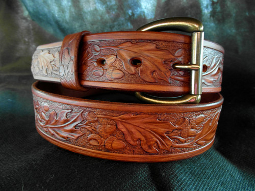 Oakleaf western tooled belt