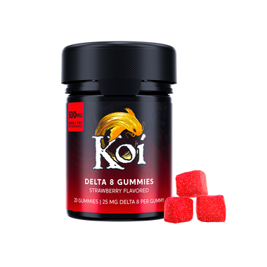 20-count Koi Delta 8 THC Gummies in Strawberry flavor