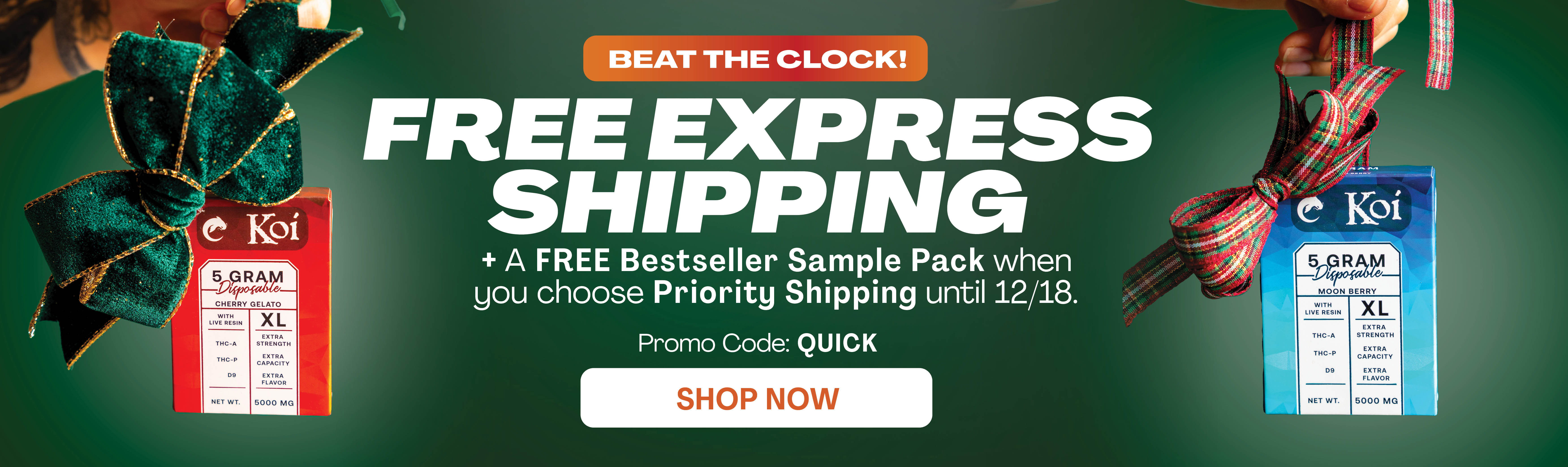 Free Priority Shipping and Free Sample Pack