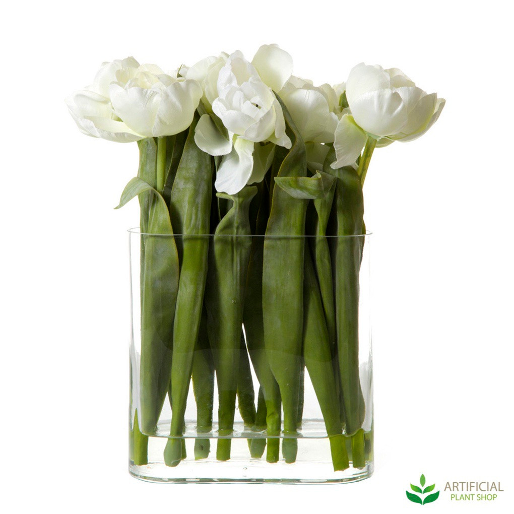White Tulips in Vase 30cm