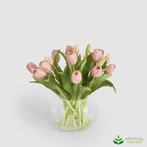 fake real touch pink tulips in vase 30cm