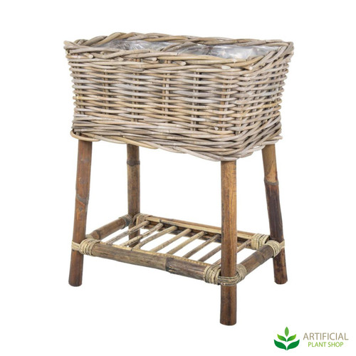 grey rattan bahama herb basket stand 50cm