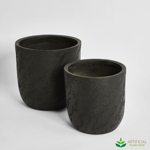 black fibre cement wabi planter set of 2
