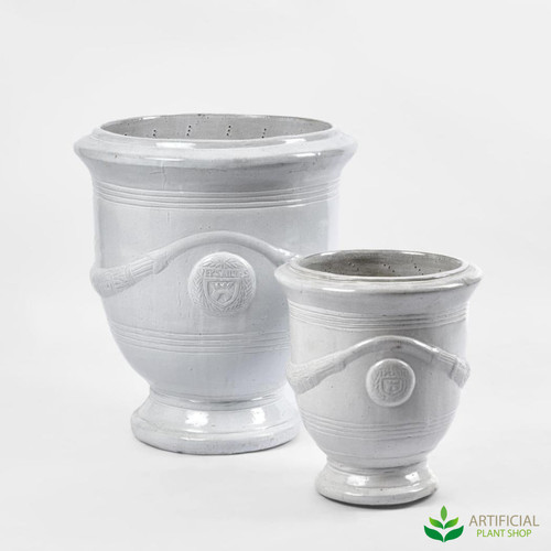white glazed anduze planter set of 2