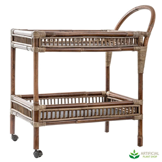bamboo and wicker bar trolley