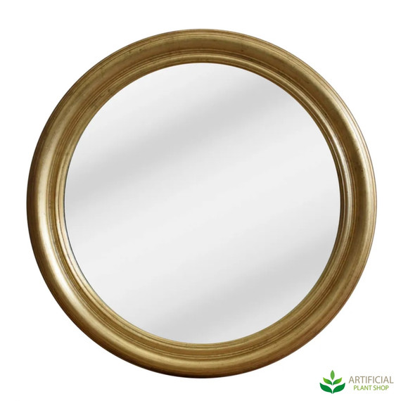 round mirror with gold frame