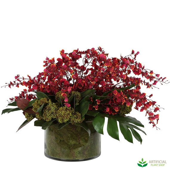 Red Dancing Orchid Faux Flower arrangment