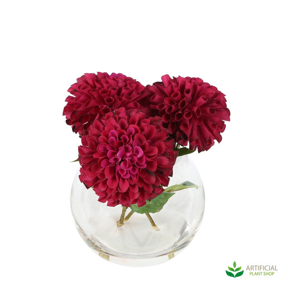 burgundy flowers in a glass vase