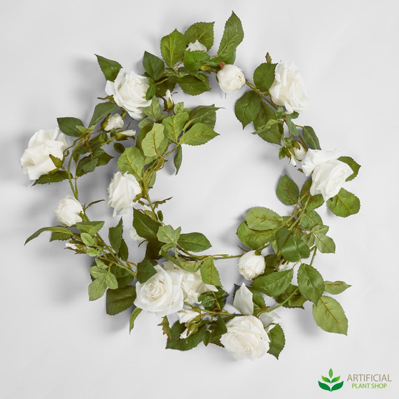 artificial white rose garland