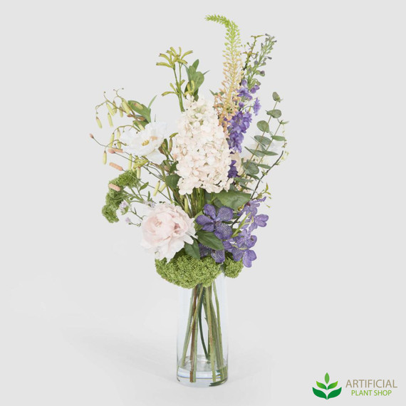 fake hydrangea & delphinium arrangement 1.1m