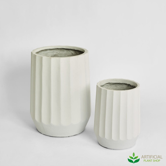 white ripple planter set of 2