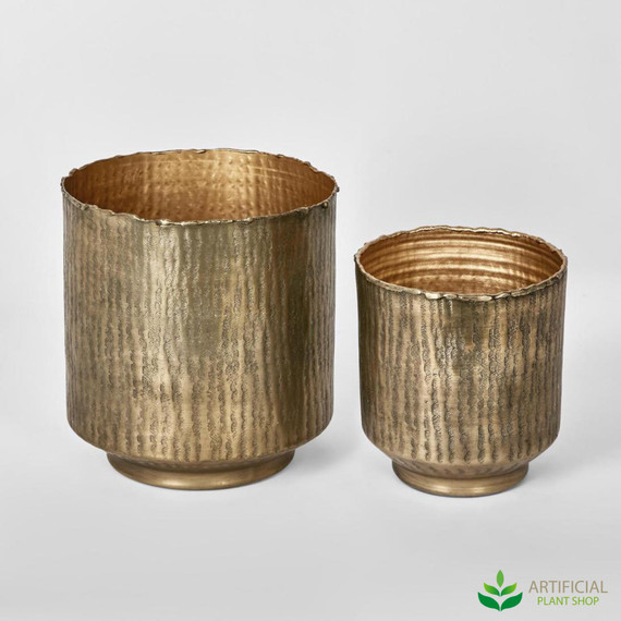 antique gold aluminium anka planter set of 2